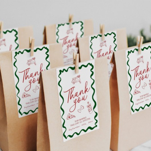 Hand Drawn Italian Pizza Brautparty Danke Geschenkanhänger