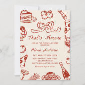 Hand Drawn Italian That's Amore Bridal Shower Einladung (Vorderseite)