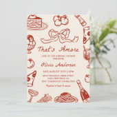 Hand Drawn Italian That's Amore Bridal Shower Einladung (Stehend Vorderseite)