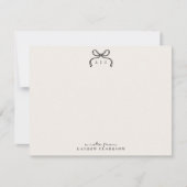Hand Drawn Ivory and Black Bow Monogram Note Card Einladung (Vorderseite)