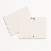 Hand Drawn Ivory and Black Bow Monogram Note Card Einladung