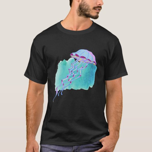 Hand Drawn Jellyfish Deep Ocean Creatures and Rift T-Shirt (Vorderseite)