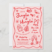 Hand Drawn Jingle and Mingle Christmas Party Einladung (Vorderseite)