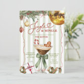 Hand Drawn Jingle and Mingle Christmas Party Einladung (Stehend Vorderseite)