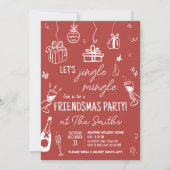 Hand Drawn Jingle und Mingle Weihnachts-Party Einladung (Vorderseite)