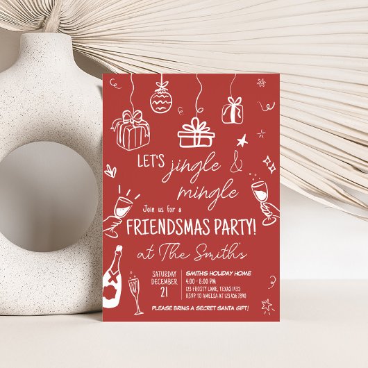 Hand Drawn Jingle und Mingle Weihnachts-Party Einladung