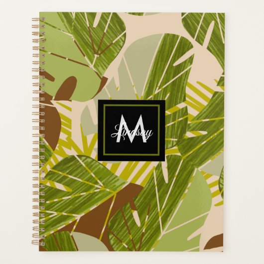 Hand Drawn Jungle Greenery Brown Leaf Planer (Vorderseite)