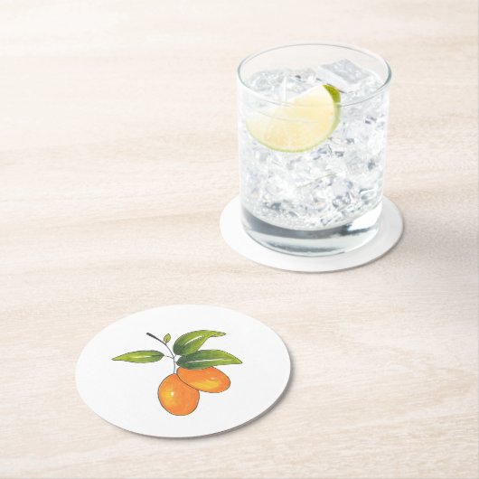 Hand Drawn Kumquats Runder Pappuntersetzer (Vor Ort)