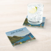 Hand Drawn Lake District Italien Landschaft Sketch Glasuntersetzer (Schrägansicht)