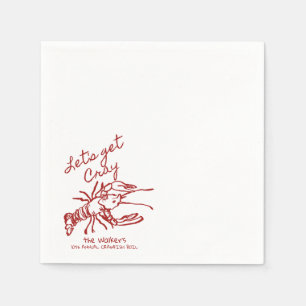 Hand Drawn Lasse Cray Annual Crawfish Boil Serviette