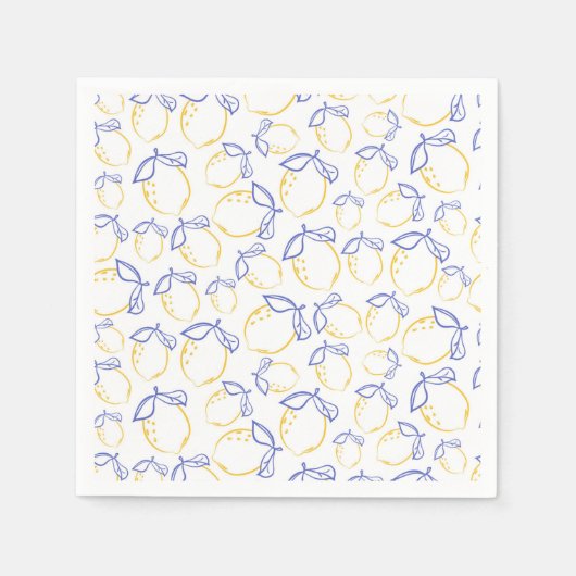Hand Drawn Lemon Muster Napkins Serviette (Vorderseite)