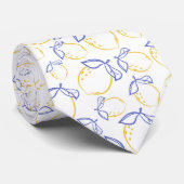 Hand Drawn Lemon Muster Neck Tie Krawatte (Gerollt)