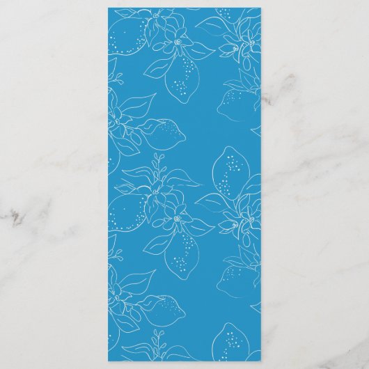 Hand Drawn Lemon Wedding Menu Programm (Rückseite)