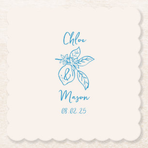 Hand Drawn Lemon Wedding Untersetzer