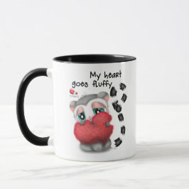 Hand-Drawn Lemur Holding Big Red Heart Tasse