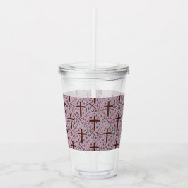 Hand-drawn Lenten Cross and Roses Clear Tumbler Acryltrinkbecher