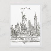 Hand drawn Liberty Statue New York Landmark Postkarte (Vorderseite)