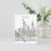 Hand drawn Liberty Statue New York Landmark Postkarte (Stehend Vorderseite)