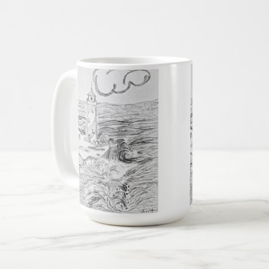 Hand drawn light House on mug Kaffeetasse (Vorderseite Links)