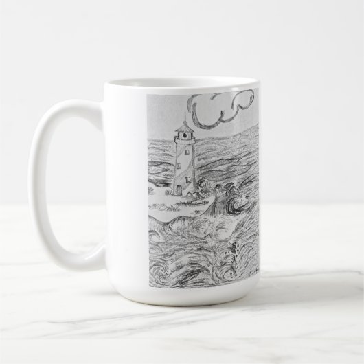 Hand drawn light House on mug Kaffeetasse (Links)