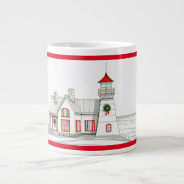 Hand Drawn Lighthouse Jumbo Weihnachtsfeierliche T Jumbo-Tasse