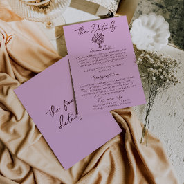 Hand Drawn Lilac Burgundy Floral Wedding Details Begleitkarte