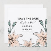 Hand Drawn Lilies Greenery Save the Date (Vorne/Hinten)