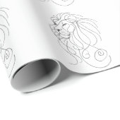 Hand Drawn Lion - Minimalist Line Art Geschenkpapier (Rolleneckpunkt)