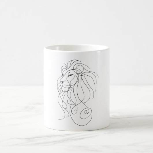 Hand Drawn Lion - Minimalist Line Art Kaffeetasse (Mittel)