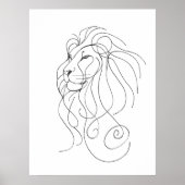 Hand Drawn Lion - Minimalist Line Art Poster (Vorne)