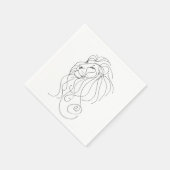 Hand Drawn Lion - Minimalist Line Art Serviette (Ecke)