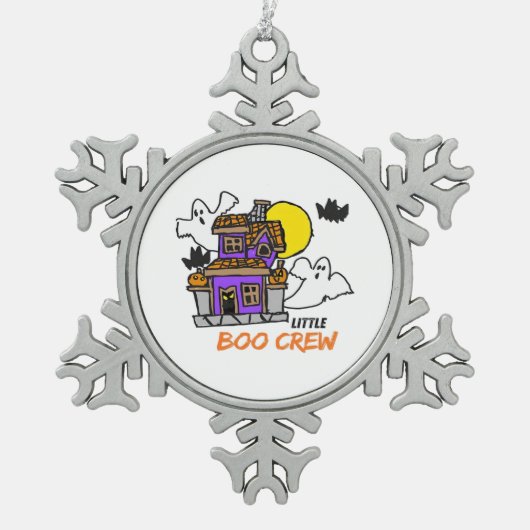 Hand Drawn Little Boo Crew Halloween Schneeflocken Zinn-Ornament (Vorderseite)