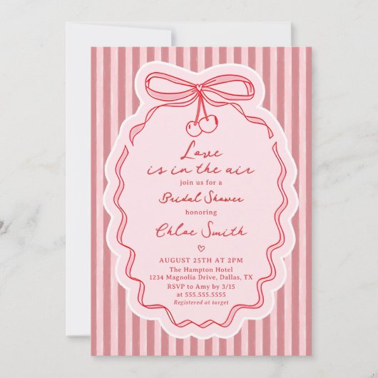 Hand Drawn Love Is In The Air Bow Bridal Shower Einladung (Vorderseite)