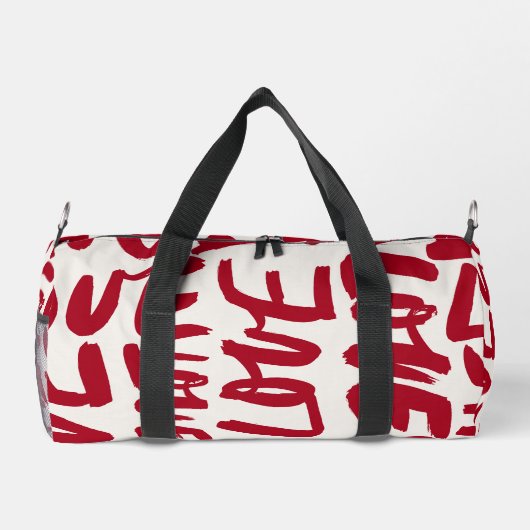 Hand-Drawn Love Pattern Playful Modern Romantic Duffle Bag (Rückseite)