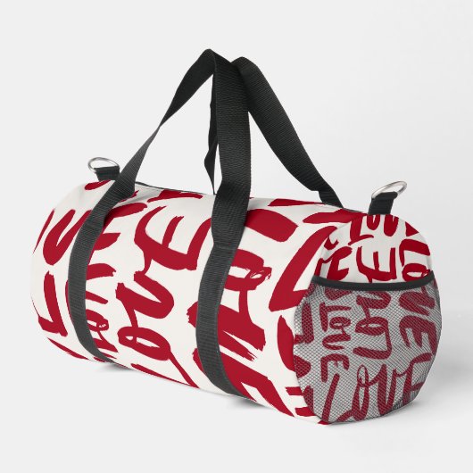 Hand-Drawn Love Pattern Playful Modern Romantic Duffle Bag (Rechte Ecke)