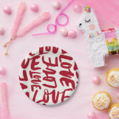 Hand-Drawn Love Pattern Playful Modern Romantic Pappteller (Party)