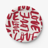 Hand-Drawn Love Pattern Playful Modern Romantic Pappteller (Vorderseite)