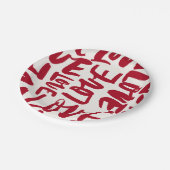 Hand-Drawn Love Pattern Playful Modern Romantic Pappteller (Schrägansicht)