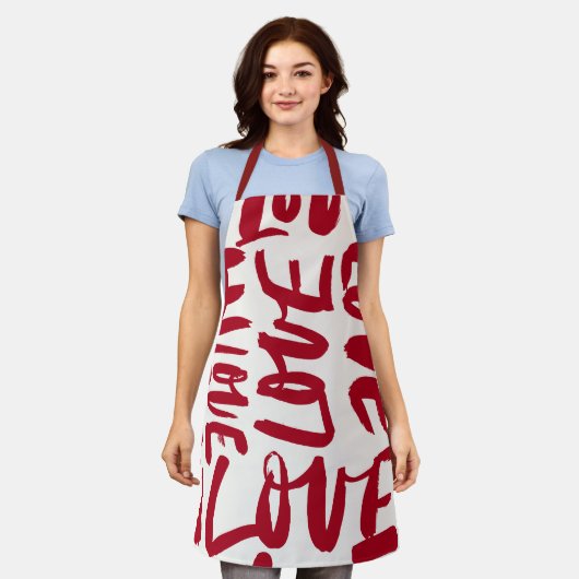 Hand-Drawn Love Pattern Playful Modern Romantic Schürze (Getragen)