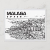 Hand drawn Malaga Spain Landmark Postkarte (Vorderseite)