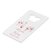 Hand Drawn Maroon Illustrations Doodles Wedding Geldbeutel Flaschenöffner (Vorderseite Schrägansicht)