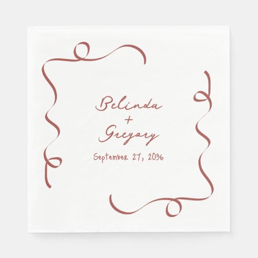 Hand Drawn Maroon Illustrations Doodles Wedding Serviette (Vorderseite)