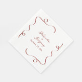 Hand Drawn Maroon Illustrations Doodles Wedding Serviette (Ecke)