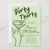 Hand Drawn Martini Dirty 30 Erwachsene Geburtstag Einladung (Vorderseite)