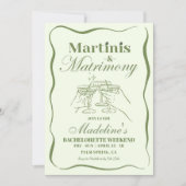 Hand Drawn Martinis und Matrimony Bachelorette Einladung (Vorderseite)