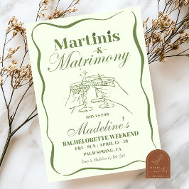 Hand Drawn Martinis und Matrimony Bachelorette Einladung