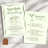 Hand Drawn Martinis und Matrimony Bachelorette Einladung