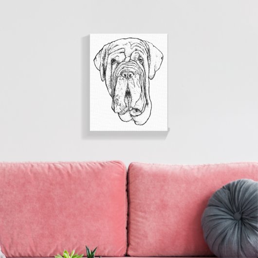 Hand-Drawn Mastiff Portrait Canvas Art Leinwanddruck (Insitu (Wohnzimmer))