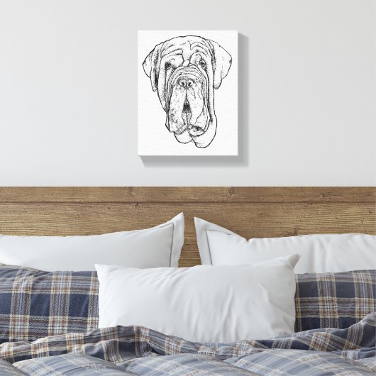 Hand-Drawn Mastiff Portrait Canvas Art Leinwanddruck (Insitu (Schlafzimmer))