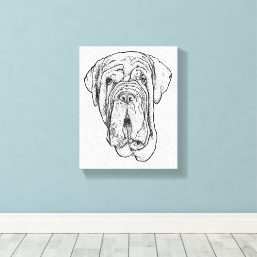 Hand-Drawn Mastiff Portrait Canvas Art Leinwanddruck (Insitu (Holzboden))